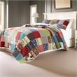 Benjara Lily 2 Piece Twin Quilt Set with Pillow Sham- Multicolor Patchwork
