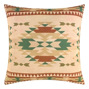 Benjara Kip 18&quot Throw Pillow- Geometric Southwest Motifs- Natural Brown Finish