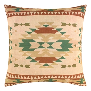 Benjara Kip 18&quot Throw Pillow- Geometric Southwest Motifs- Natural Brown Finish