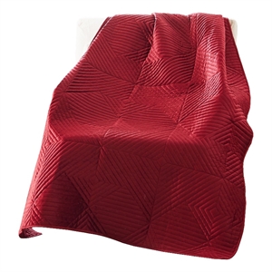 Benjara Ahab 50 x 60&quot Quilted Throw Blanket with Fill- Dutch Velvet Face- Red