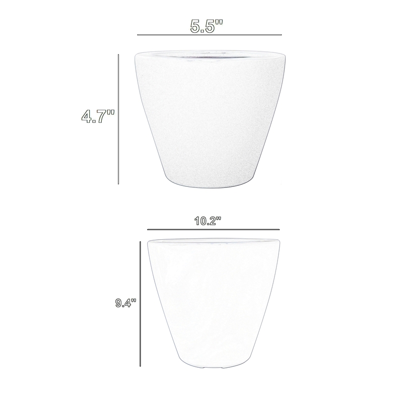 Benjara Self Watering Planter Set of 2- Tapered Round Woven Wicker- White