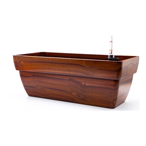 Benjara 23&quot Self Watering Planter- Rectangular Painted Plastic Body- Dark Brown