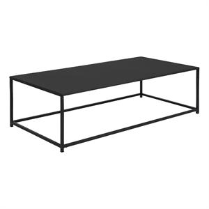 Benjara Eme 48&quot Coffee Table- Rectangular Top- Black Finished Metal Frame
