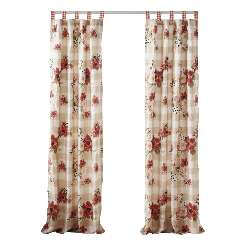 Benjara Lire 4 Piece Window Curtain Panel Set- Floral Print- Modern Multicolor