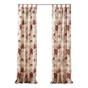 Benjara Lire 4 Piece Window Curtain Panel Set- Floral Print- Modern Multicolor