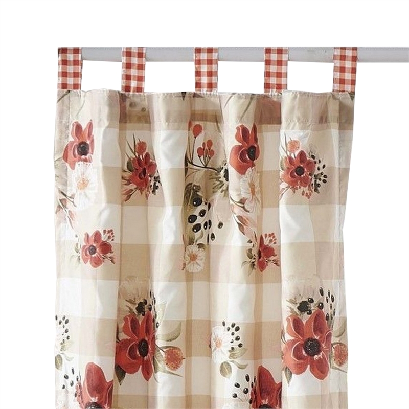 Benjara Lire 4 Piece Window Curtain Panel Set- Floral Print- Modern Multicolor