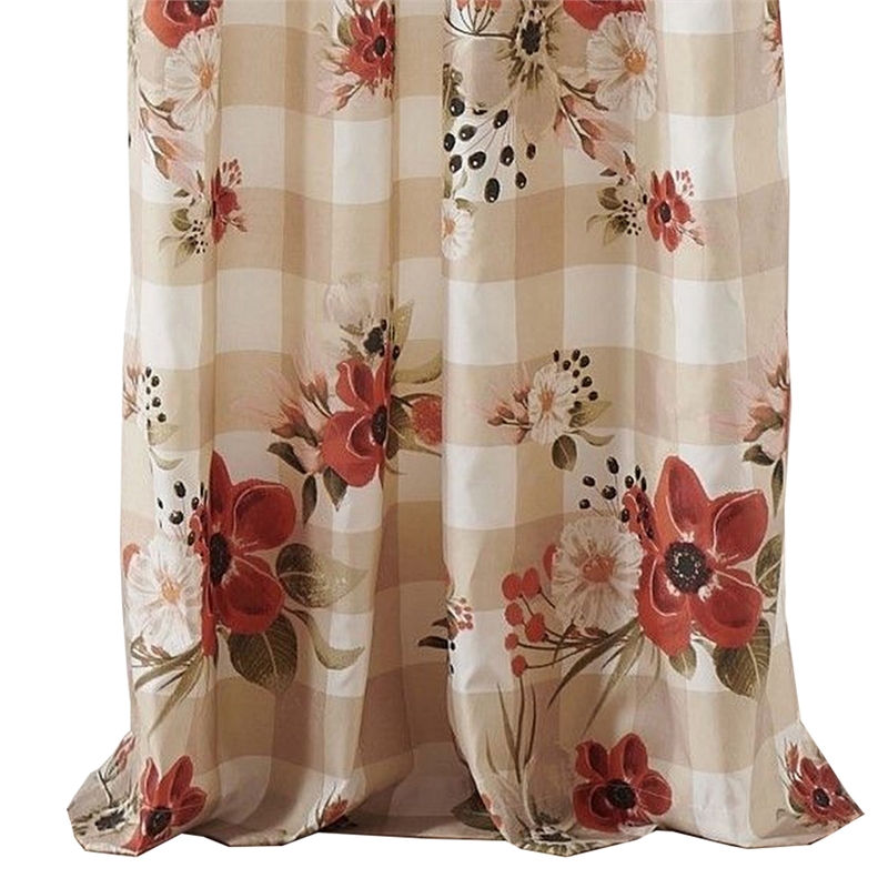 Benjara Lire 4 Piece Window Curtain Panel Set- Floral Print- Modern Multicolor