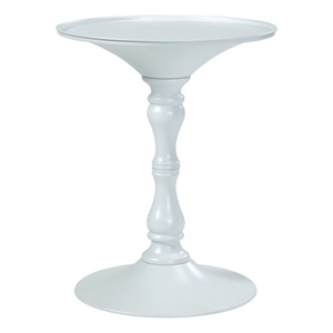 Benjara Wowi 23&quot Side End Table- Round Hourglass Turned Base- White Finish