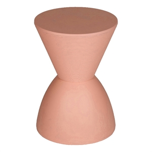 Benjara Niya 17&quot Side End Table- Round Top- Pedestal Base- Indoor Outdoor- Pink