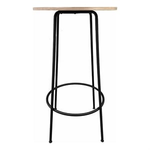 Benjara Neni 42&quot Bar Table- Round Natural Brown Wood Top- Modern Black Metal