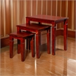 Benjara 3 Piece Nesting Side Accent Table Set- Sleek Carved Cherry Brown Wood