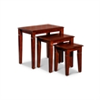 Benjara 3 Piece Nesting Side Accent Table Set- Sleek Carved Cherry Brown Wood