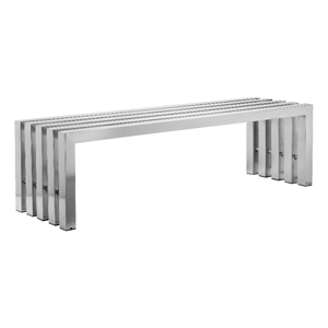 Benjara Namo 58&quot Accent Bench- Sleek Modern Design- Rectangular- Chrome Metal