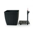 Benjara Aly Self Watering Planter Set of 2- Hand Woven Rattan- Espresso Brown