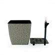 Benjara Aly Self Watering Planter Set of 2- Intricately Hand Woven Rattan- Gray
