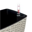 Benjara Aly Self Watering Planter Set of 2- Intricately Hand Woven Rattan- Gray