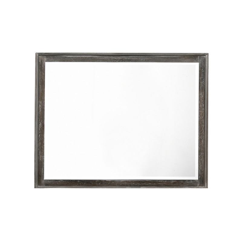 Benjara Zavi 32 x 40 Dresser Mirror- Rectangular- Glass- Nutmeg Brown Finish