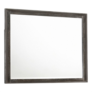 Benjara Zavi 32 x 40 Dresser Mirror- Rectangular- Glass- Nutmeg Brown Finish