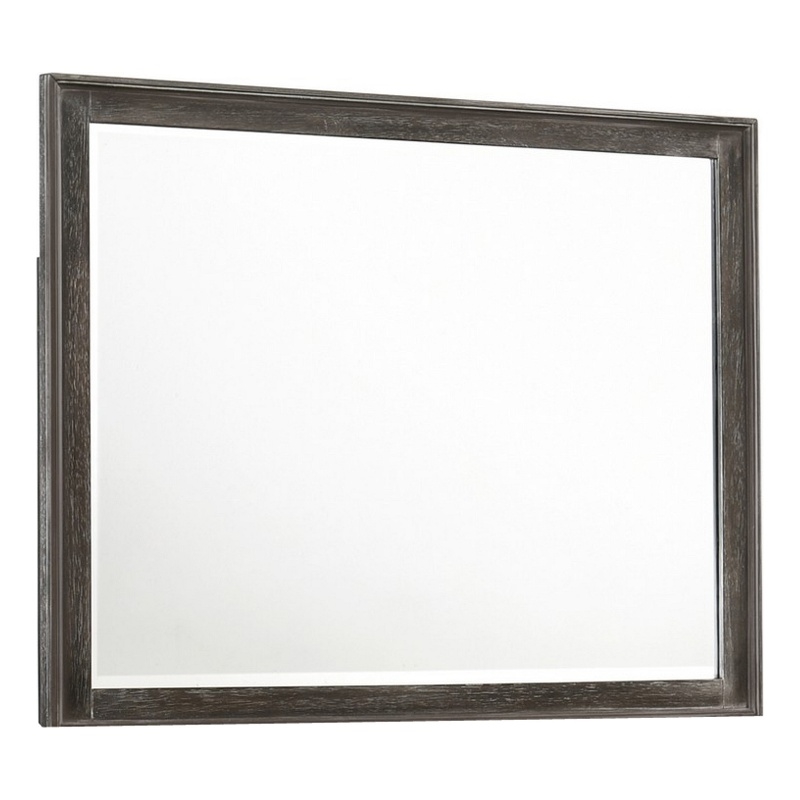 Benjara Zavi 32 x 40 Dresser Mirror- Rectangular- Glass- Nutmeg Brown Finish