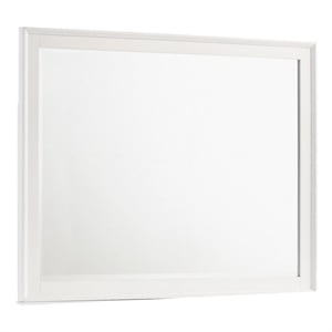 Benjara Zavi 32 x 40 Dresser Mirror- Rectangular Shape- Tempered Glass- White