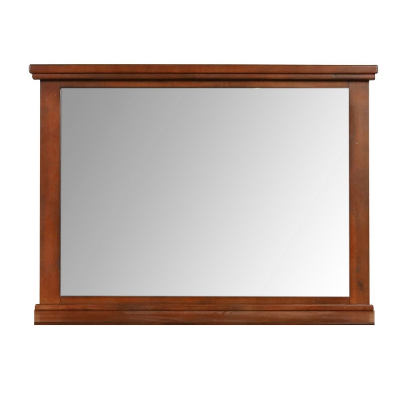 Benjara Lan 40 x 47 Dresser Mirror- Rectangular Tempered Glass- Classic Brown