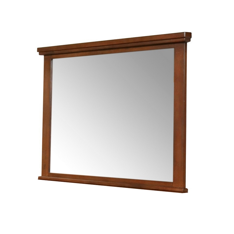Benjara Lan 40 x 47 Dresser Mirror- Rectangular Tempered Glass- Classic Brown