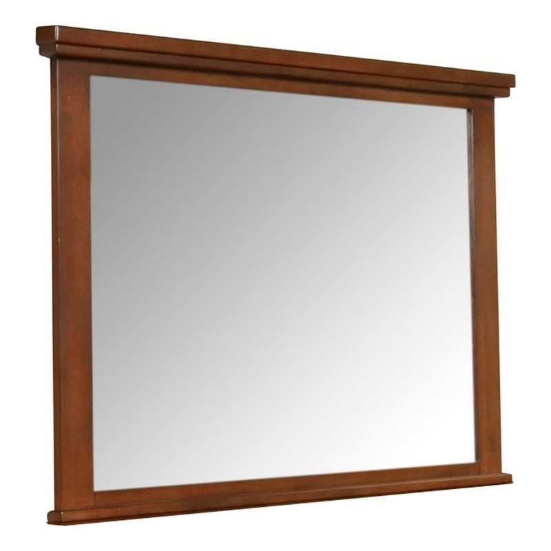 Benjara Lan 40 x 47 Dresser Mirror- Rectangular Tempered Glass- Classic Brown