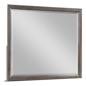 Benjara Wali 38 x 44 Dresser Mirror- Beveled- Rectangular Tempered Glass- Gray