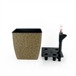 Benjara Aly Self Watering Planter Set of 2- Intricately Hand Woven Rattan- Brown