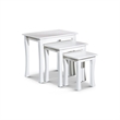 Benjara Yoni 3 PC Nesting Side Table Set- Square- Flared Legs- White Wood Finish