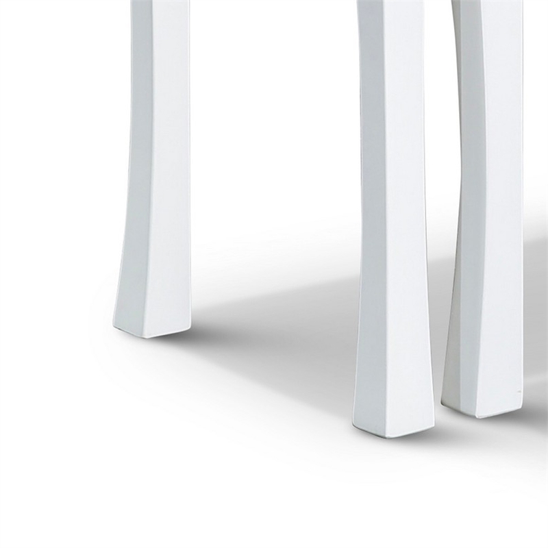 Benjara Yoni 3 PC Nesting Side Table Set- Square- Flared Legs- White Wood Finish