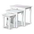 Benjara Yoni 3 PC Nesting Side Table Set- Square- Flared Legs- White Wood Finish