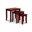 Benjara Yoni 3 PC Nesting Side Table Set- Square- Flared Legs- Cherry Brown Wood