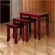 Benjara Yoni 3 PC Nesting Side Table Set- Square- Flared Legs- Cherry Brown Wood