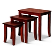 Benjara Yoni 3 PC Nesting Side Table Set- Square- Flared Legs- Cherry Brown Wood