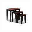 Benjara Yoni 3 PC Nesting Side Table Set- Square- Flared Legs- Dark Brown Wood