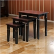 Benjara Yoni 3 PC Nesting Side Table Set- Square- Flared Legs- Dark Brown Wood