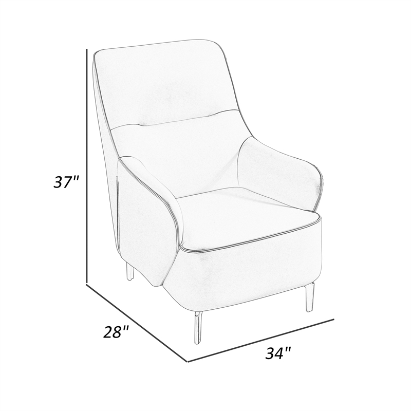 Benjara Lavy Accent Chair Armchair- Tall Back- Cream Real Leather Upholstery