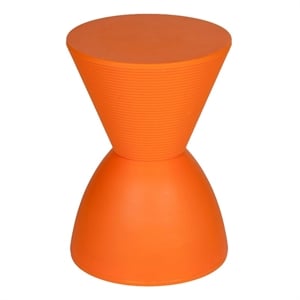 Benjara Hillary 17&quot Side Table- Indoor Outdoor- Hourglass Shape- Orange Finish