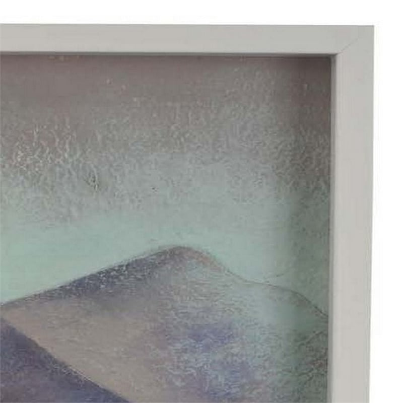 Benjara 28 x 28 Framed Wall Art Painting- Mountains- Natural Fiber- Multicolor