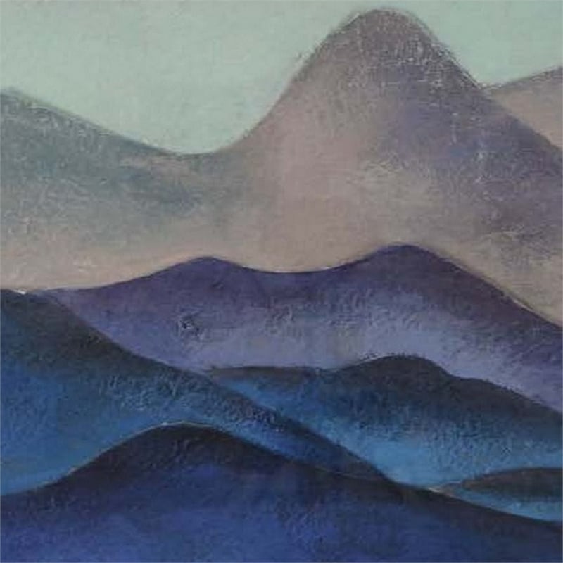 Benjara 28 x 28 Framed Wall Art Painting- Mountains- Natural Fiber- Multicolor