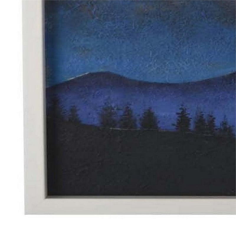 Benjara 28 x 28 Framed Wall Art Painting- Mountains- Natural Fiber- Multicolor