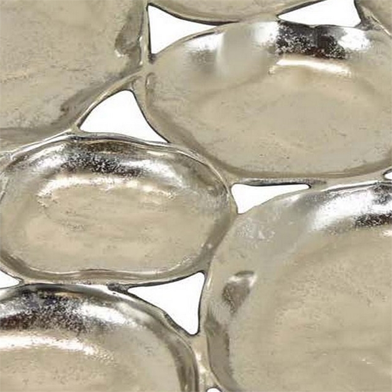 Benjara Jiva 9 Piece Decorative Bowl Set- Irregular Shaped Design- Silver Metal