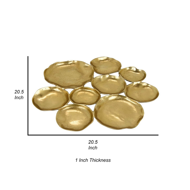 Benjara Jiva 9 Piece Decorative Bowl Set- Irregular Shaped Design- Gold Metal