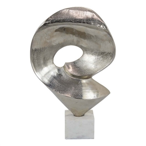 Benjara 24&quot Tabletop Home Decor Piece- Modern Art Sculpture- Chrome Metal
