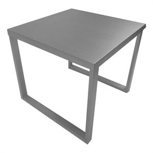 Benjara Tom 22&quot Side End Table- Square Top- Square Legs- Gray Brushed Metal