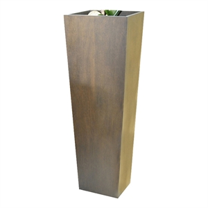 Benjara Jo 48&quot Tall Flower Pot Planter- Hidden Indented Box- Dark Brown Veneer