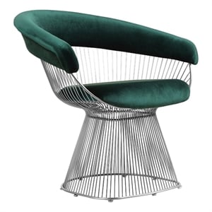 Benjara Mimi 27&quot Accent Armchair- Green Velvet- Foam Cushions- Steel Wire