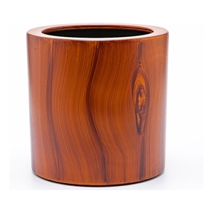 Benjara Shyo 8&quot Self Watering Planter- Faux Wood ABS Body- Round- Dark Brown