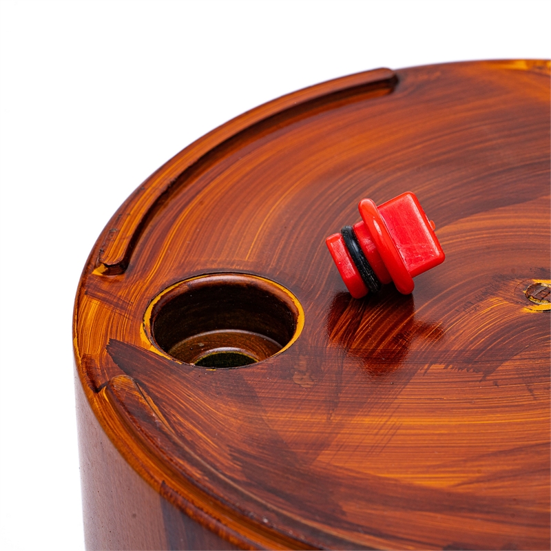 Benjara Shyo Self Watering Planter Set of 2- Round Pots- Dark Brown Faux Wood